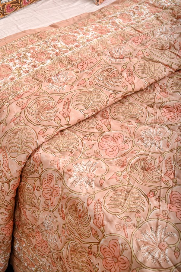 Light Haystack Block Printed Cotton Quilt