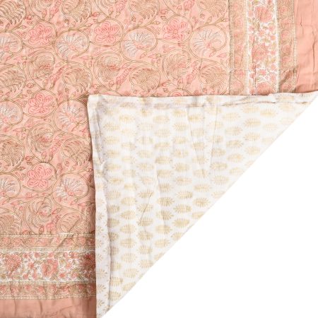 Light Haystack Block Printed Cotton Quilt - Image 3
