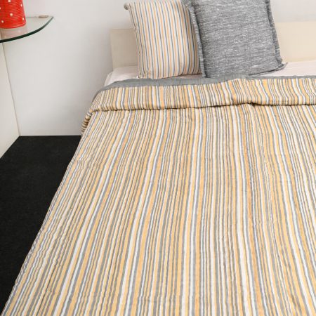 Gray Alpine Block Printed Cotton Quilt - Image 2