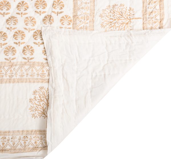 Golden Rose Block Printed Cotton Quilt - Image 3