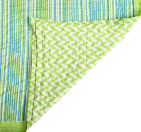 Pepper Green Block Printed Cotton Quilt - Image 2