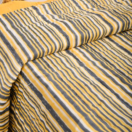 Yellow Fragrance Block Printed Dohar