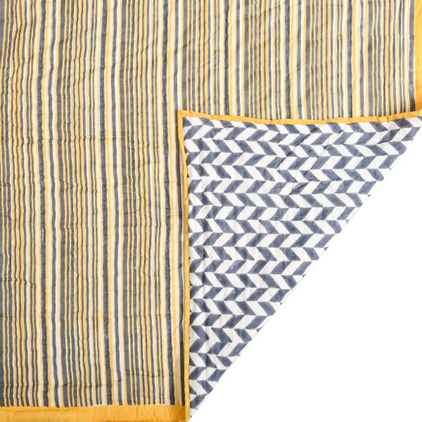 Yellow Fragrance Block Printed Dohar - Image 3