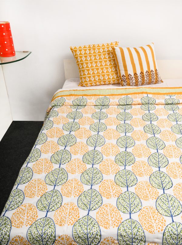 Limeade Block Printed Cotton Quilt - Image 2