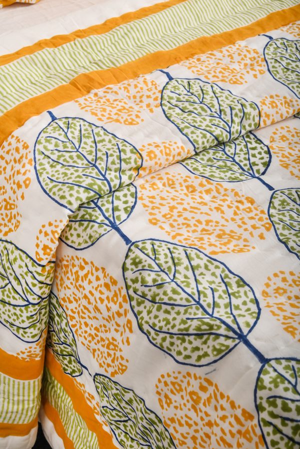 Limeade Block Printed Cotton Quilt