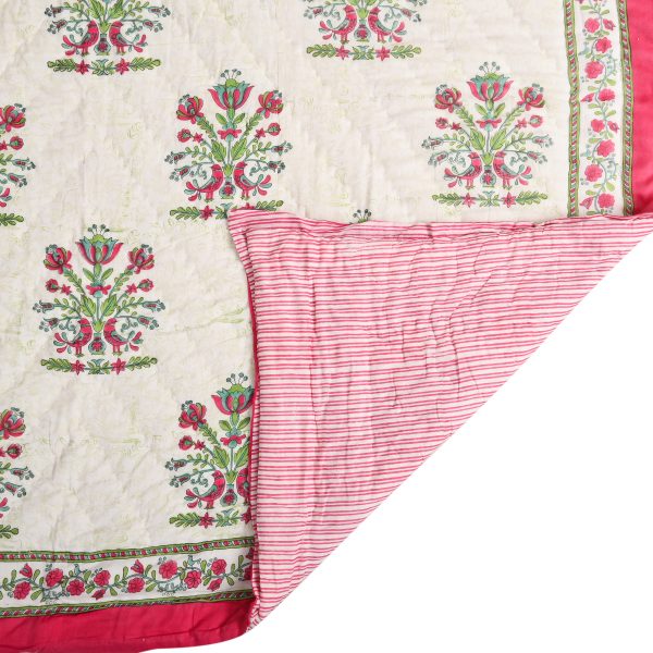 Very Berry Block Printed Cotton Quilt - Image 2