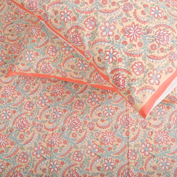 Dusty Orange Block Printed Bedsheet - Image 2