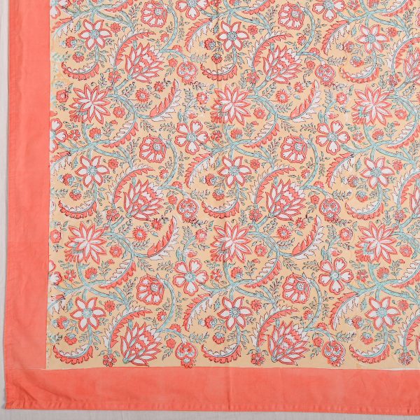 Dusty Orange Block Printed Bedsheet - Image 3
