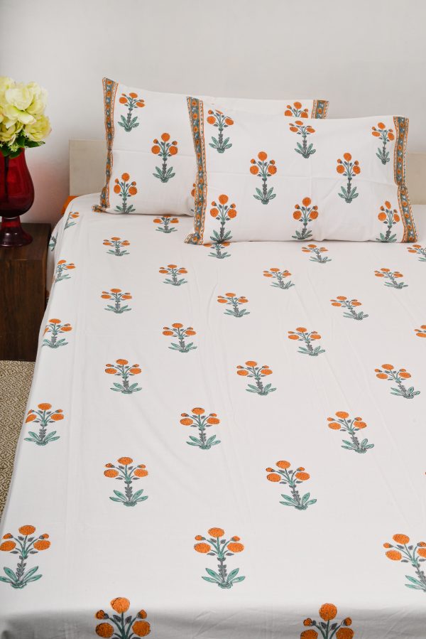 Autumn Blaze Block Printed Bedsheet - Image 2