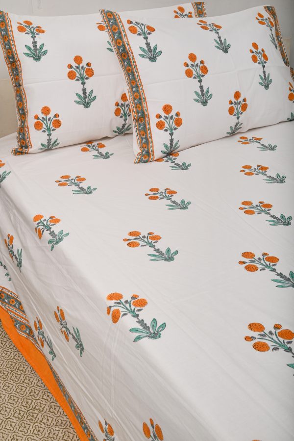 Autumn Blaze Block Printed Bedsheet