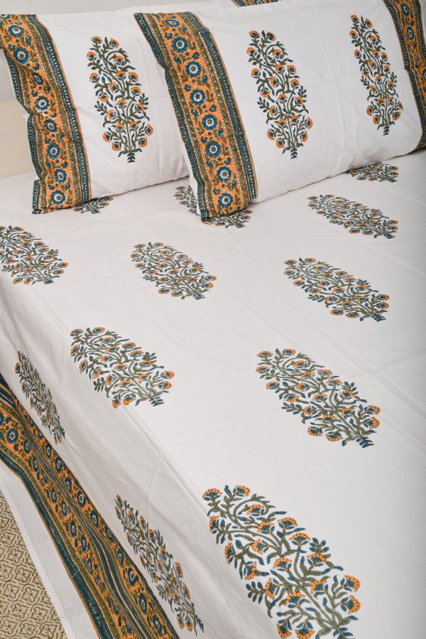 Army Green Block Printed Bedsheet