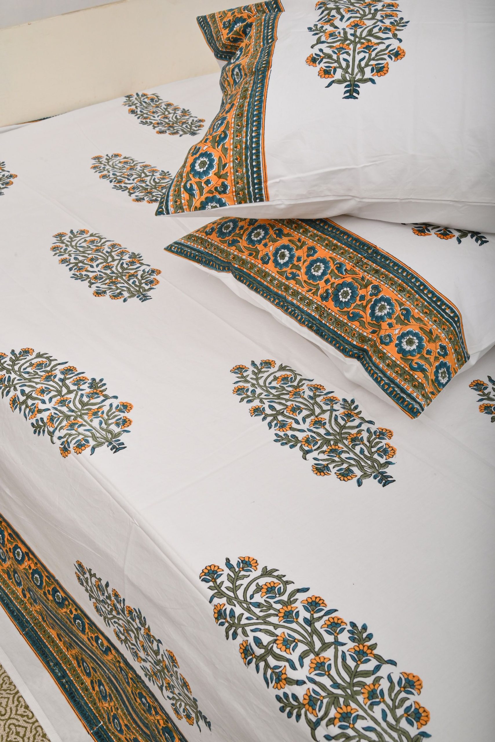 Army Green Block Printed Bedsheet - Image 2