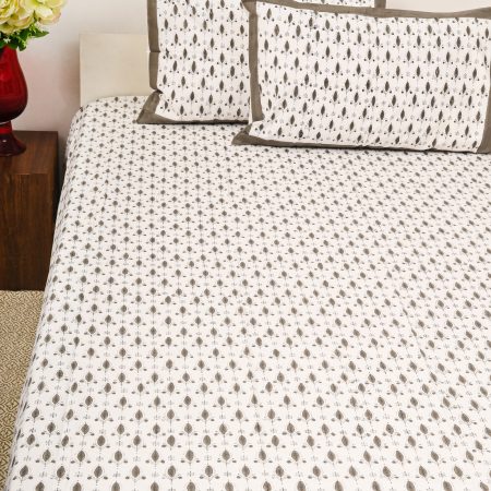 Carob Brown Block Printed Bedsheet - Image 3