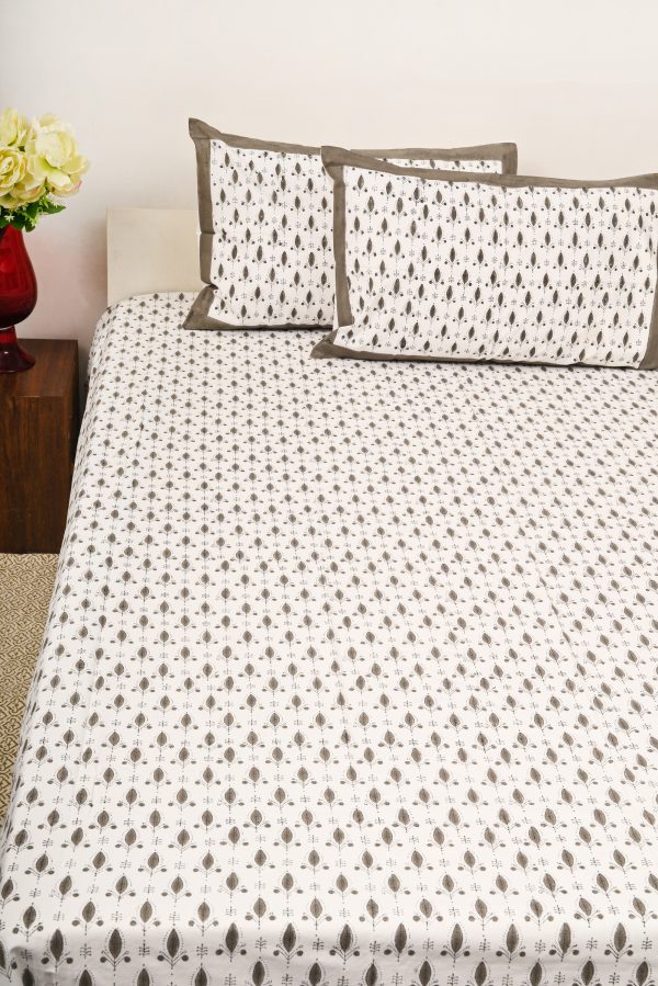 Carob Brown Block Printed Bedsheet - Image 3