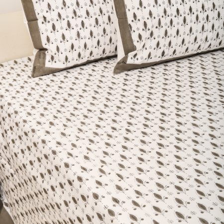 Carob Brown Block Printed Bedsheet