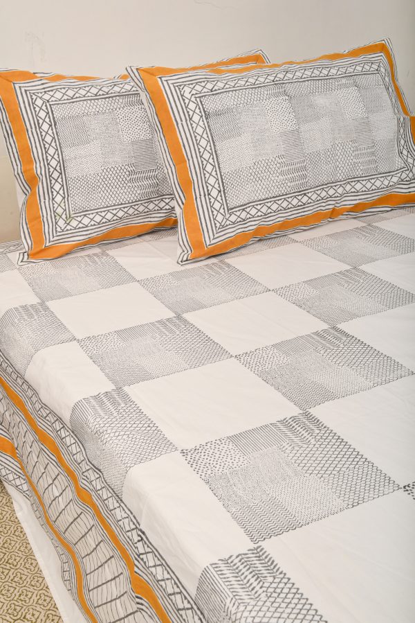 Yellow Pinafore Block Printed Bedsheet