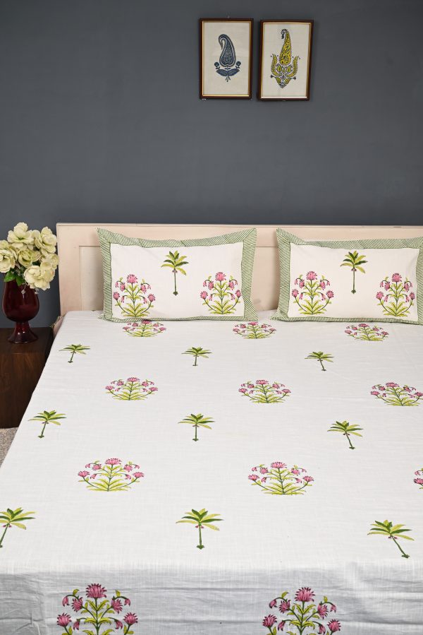 Red Voilet Block Printed , Jacquard Bedcover - Image 3