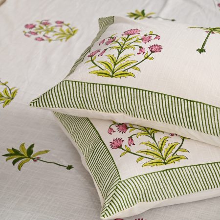 Red Voilet Block Printed , Jacquard Bedcover - Image 2