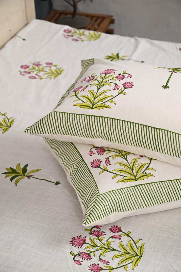 Red Voilet Block Printed , Jacquard Bedcover - Image 2