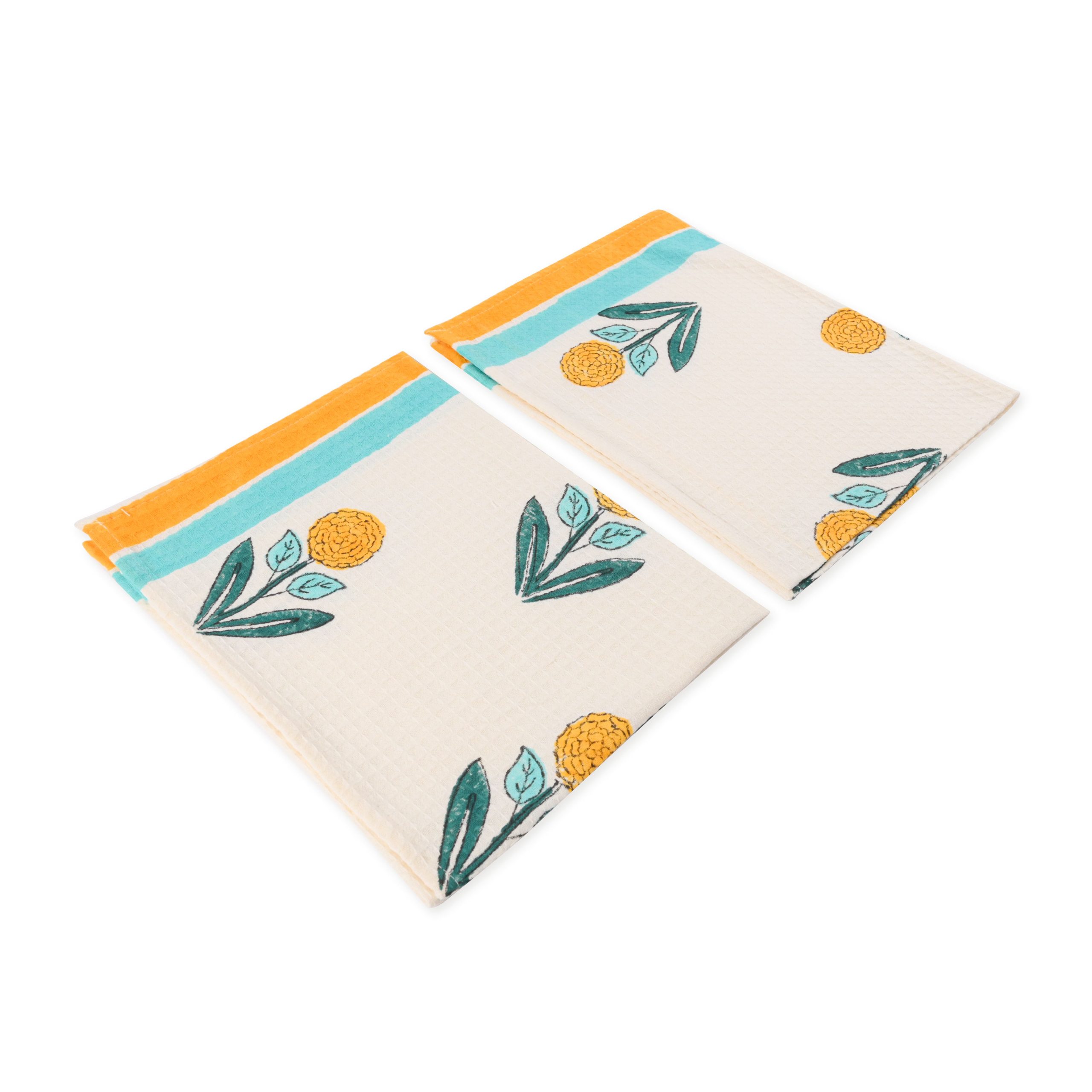 Norse Blue Hand Block Printed Hand Towels