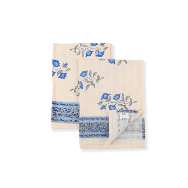 Circuit Blue Flower Hand Block Printed Hand Towels - Image 3