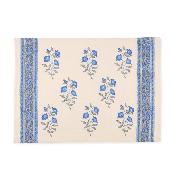 Circuit Blue Flower Hand Block Printed Hand Towels - Image 2