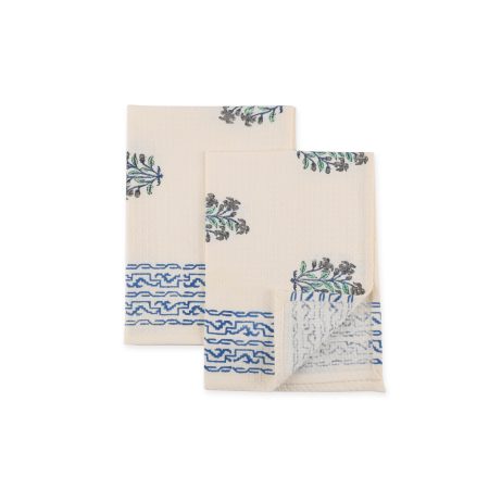 Blue False Indigo Hand Block Printed Hand Towels - Image 4