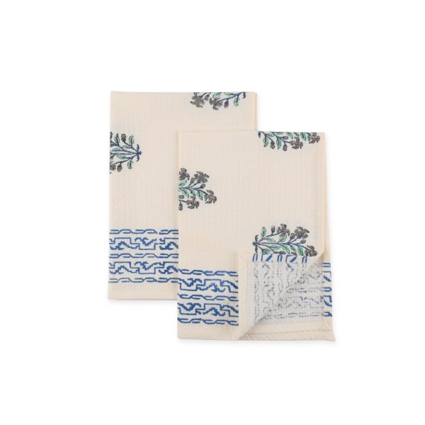 Blue False Indigo Hand Block Printed Hand Towels - Image 4