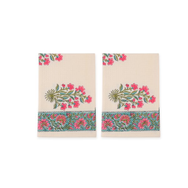 Pink Floss Hand Block Printed Hand Towels - Image 3