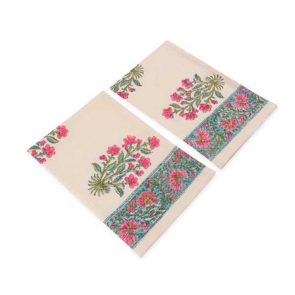 Pink Floss Hand Block Printed Hand Towels