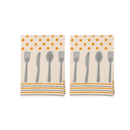 Oak Buff Hand Block Printed Hand Towels - Image 2