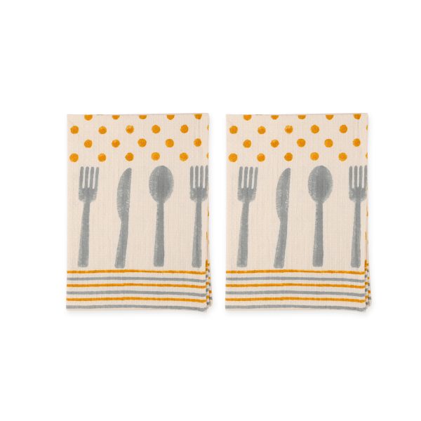 Oak Buff Hand Block Printed Hand Towels - Image 2