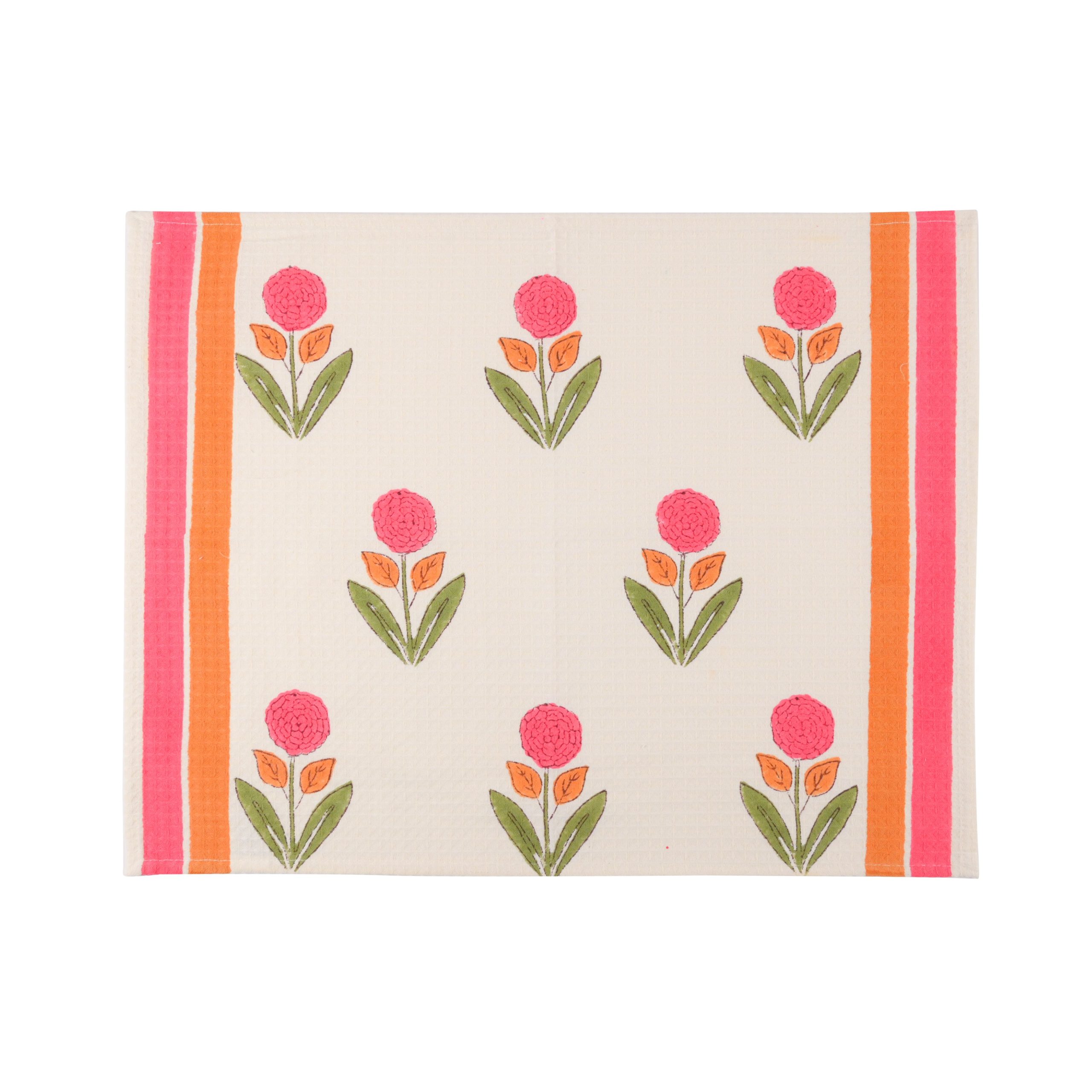 Poppy Hand Block Printed Hand Towels - Image 2