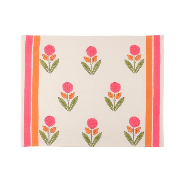Poppy Hand Block Printed Hand Towels - Image 3