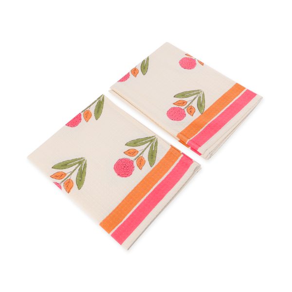 Poppy Hand Block Printed Hand Towels