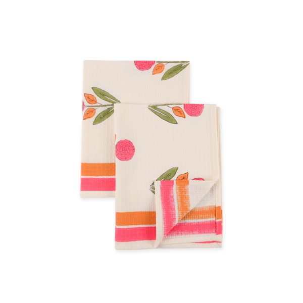 Poppy Hand Block Printed Hand Towels - Image 2