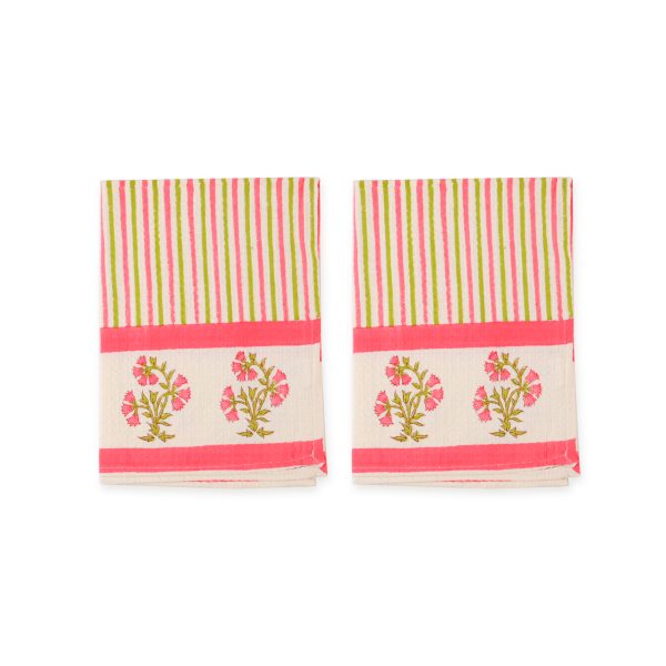 Alpine Pink Hand Block Printed Hand Towels - Image 3