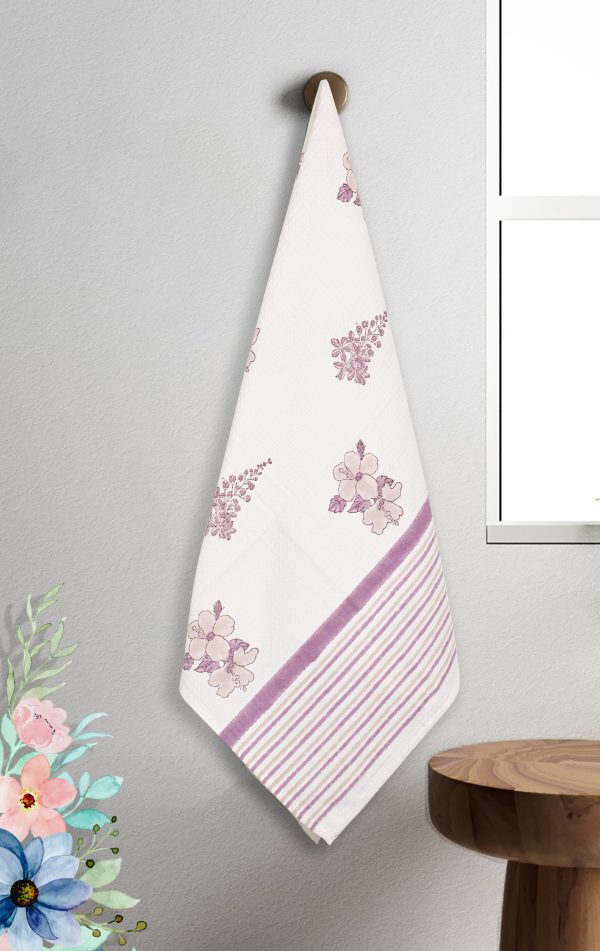 English Rose  Block Printed Bath Towel