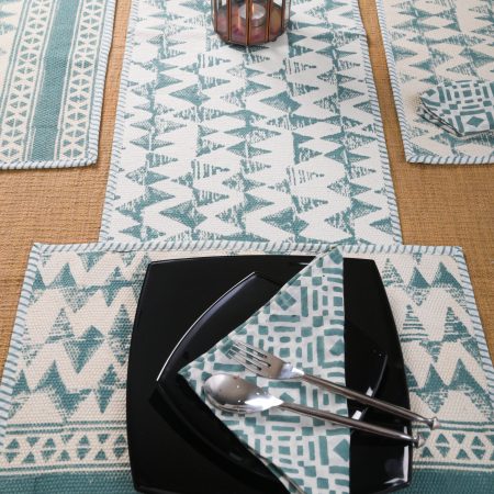 Tidal Foam Block Printed Placemat & Napkin Set - Image 3
