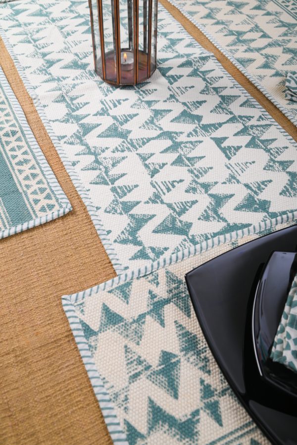 Tidal Foam Block Printed Placemat & Napkin Set