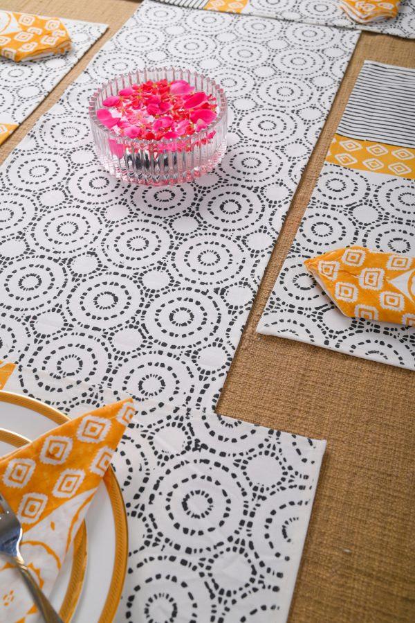 Plum Kitten Block Printed Placemat & Napkin Set - Image 3