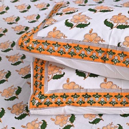 SUPER KING Orangeade Block Printed Bedsheets - Image 3