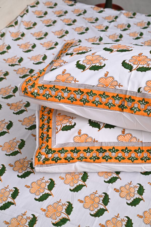 SUPER KING Orangeade Block Printed Bedsheets - Image 3