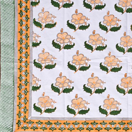 SUPER KING Orangeade Block Printed Bedsheets - Image 2
