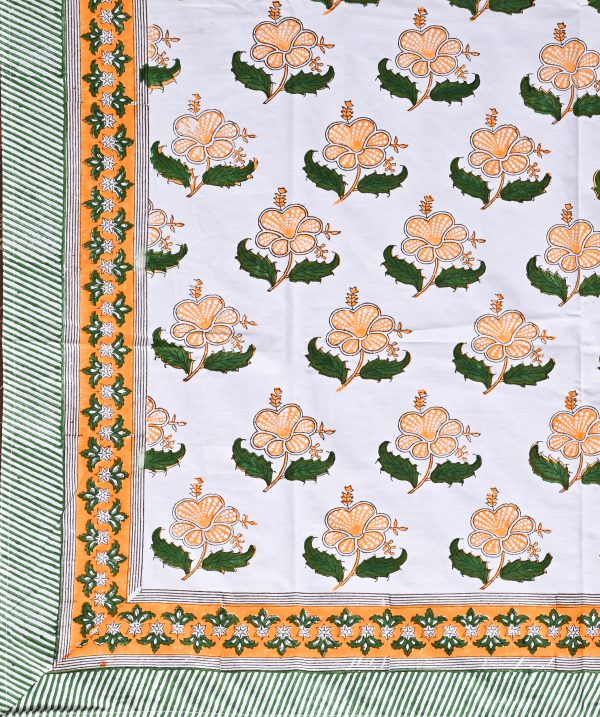 SUPER KING Orangeade Block Printed Bedsheets - Image 2
