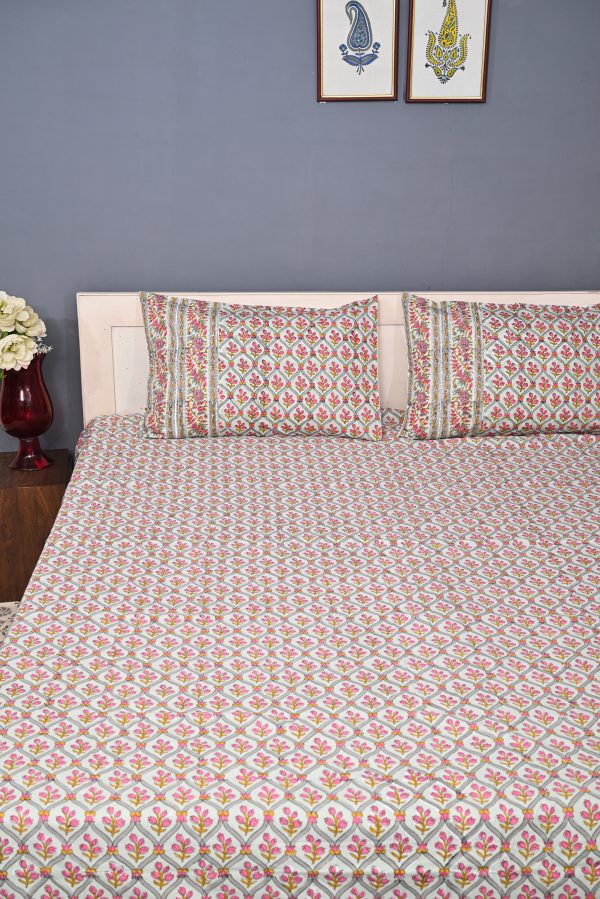 Pink Crown Block Printed Bedsheet - Image 2