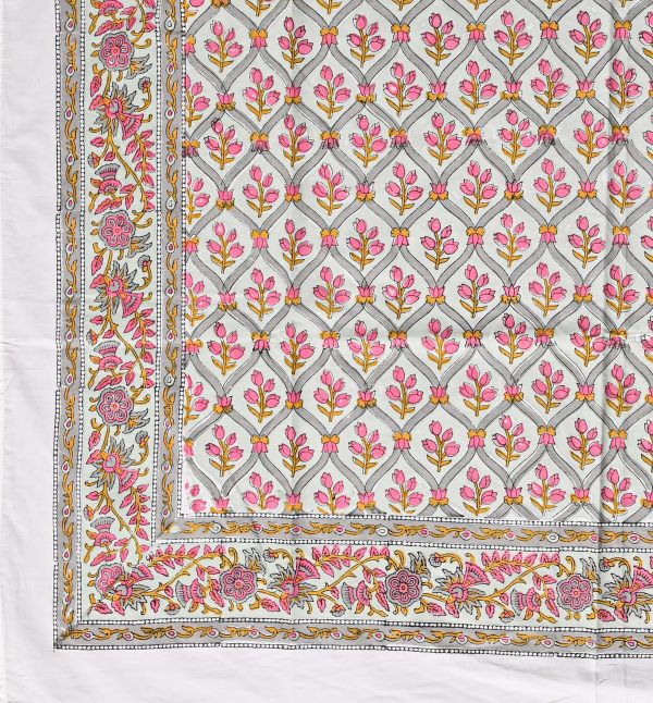 Pink Crown Block Printed Bedsheet - Image 3