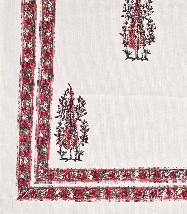 Oyster Red Block Printed , Jacquard Bedcover - Image 4