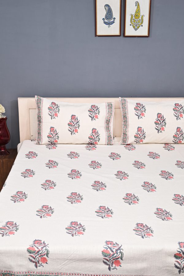 Mystic Orange Block Printed , Jacquard Bedcover - Image 3