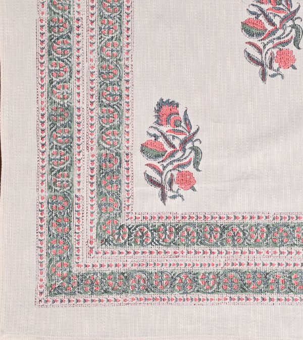 Mystic Orange Block Printed , Jacquard Bedcover - Image 4